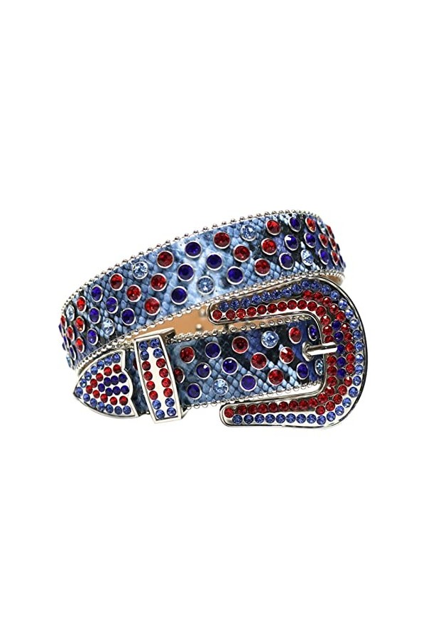 Qqiao Store Bande de Luxe de Haute qualité Hommes Femmes Strass Ceinture Western Cowgirl Cowboy Bling Bling Crystal Boucle Bo
