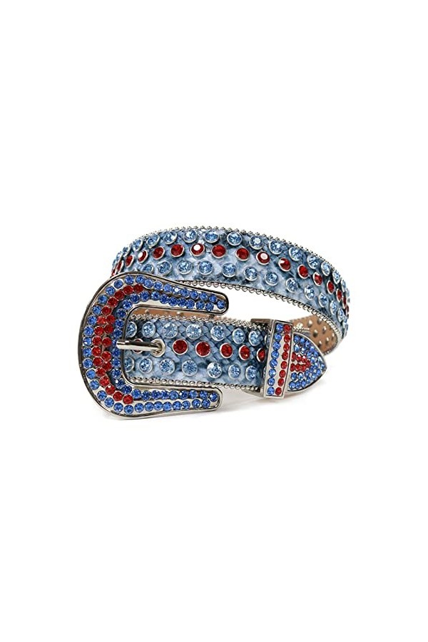 Qqiao Store Bande de Luxe de Haute qualité Hommes Femmes Strass Ceinture Western Cowgirl Cowboy Bling Bling Crystal Boucle Bo