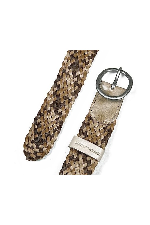 Lucky Brand Ceinture en cuir tressé avec boucle centrale pour femme - Taille L/XL - Multicolore, multicolore, Large/X-Large