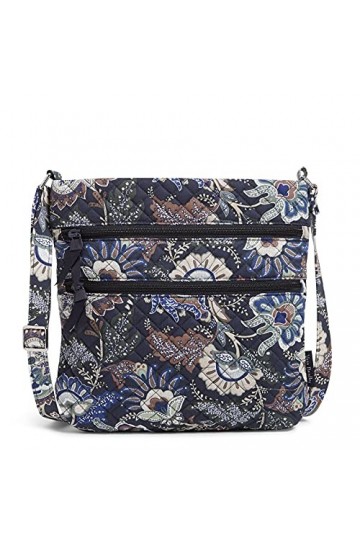 Vera Bradley Sac à Main Hipster à Triple Fermeture éclair bandoulière Femme, Java Navy Camo-Coton recyclé, Taille Unique