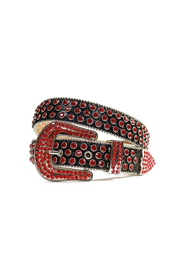 KUOKUO Qqiao Ceinture pour femme avec strass dorés brillants cowboy western clouté diamant ceintures hommes longueur de la c