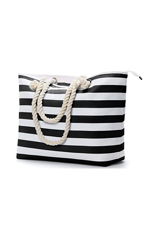 KALIDI Sac de plage extra large pour femme avec fermeture éclair étanche Sacs fourre-tout de plage avec poches Grand sac de s