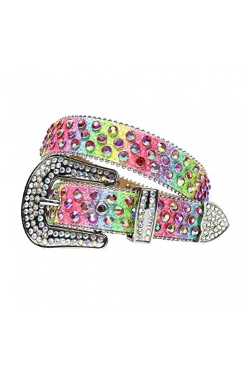 Qqiao Store Bande de Luxe de Haute qualité Hommes Femmes Strass Ceinture Western Cowgirl Cowboy Bling Bling Crystal Boucle Bo