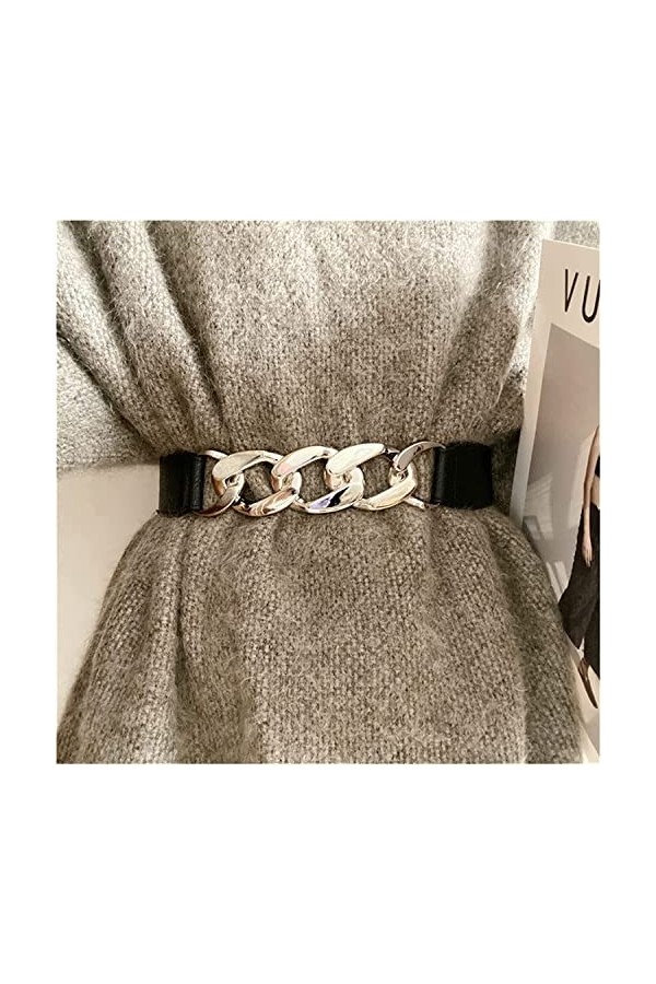 Ceinture Mode Femmes Ceinture Élastique Doré Accessoires Chaîne Ceintures Larges Marque De Luxe Robe Assortie Veste Taille Ju