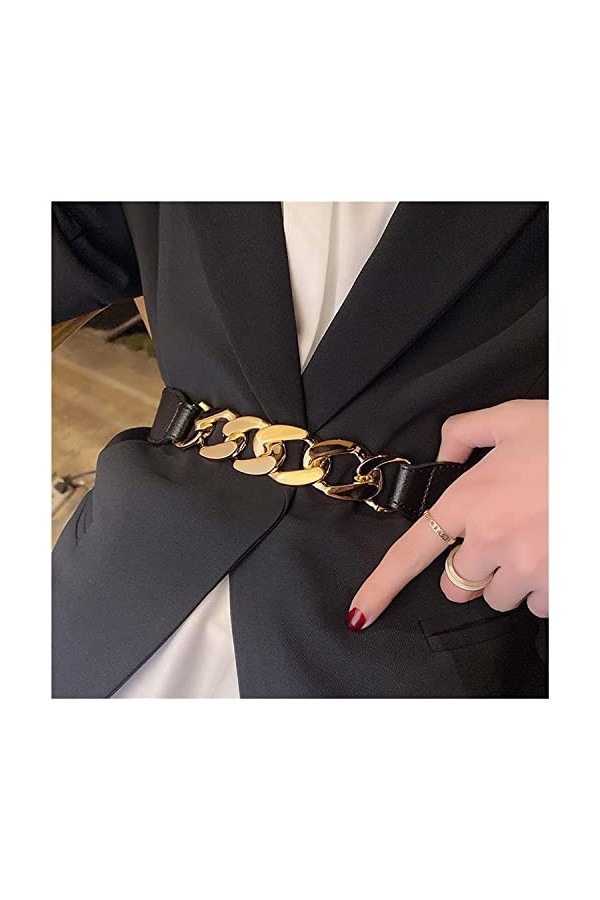 Ceinture Mode Femmes Ceinture Élastique Doré Accessoires Chaîne Ceintures Larges Marque De Luxe Robe Assortie Veste Taille Ju