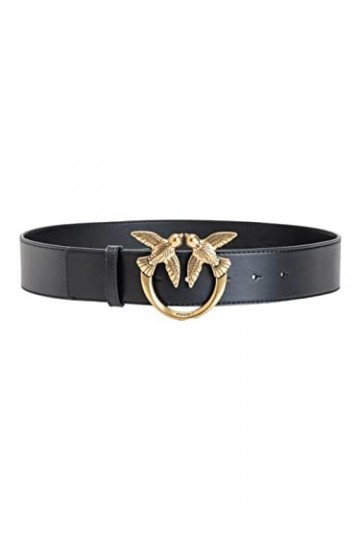 Pinko Love Berry Simply H4 Belt Vis Ceinture, Z99q_Noir-Antique Gold, L Femme