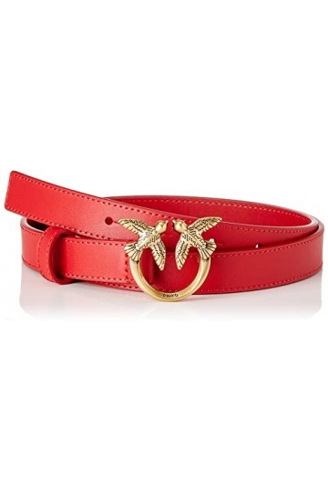 Pinko Love Berry H2 Belt Vitello Set Ceinture, R41q_Rouge Grenat-Antique Gold, S Femme
