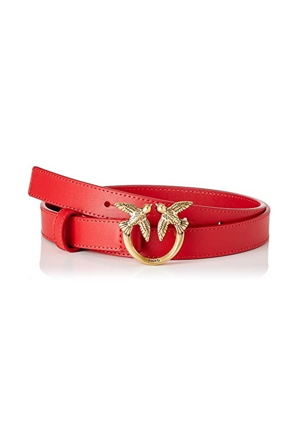Pinko Love Berry H2 Belt Vitello Set Ceinture, R41q_Rouge Grenat-Antique Gold, S Femme