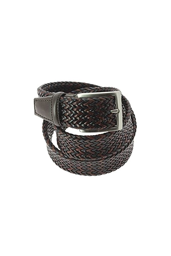 Robert Charles. Ceinture tressée. souple, Cuir. noir marron et wengé. Uni. FABRIQUE EN ITALIE. L : 92-100cm