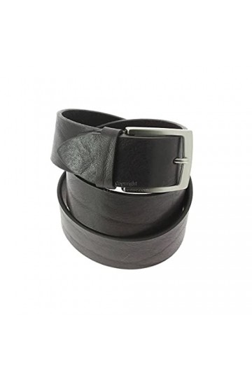 Robert Charles. Ceinture classiques. BUFFLE, Cuir. Noir. Uni. FABRIQUE EN ITALIE. L : 92-100cm