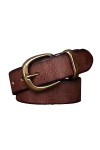 EKLART Femmes en cuir véritable Vintage ceinture femme cuivre boucle ceinture qualité Jeans ceinture for les femmes Size : 4