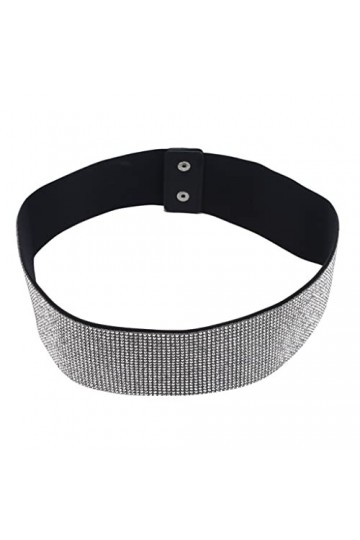 EYHLKM Femmes Bande Brillante Taille Chaîne Strass Crystal Bande métallique Bouton élastique Bande Elastic Bande