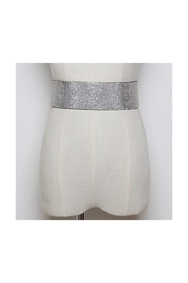 EYHLKM Femmes Bande Brillante Taille Chaîne Strass Crystal Bande métallique Bouton élastique Bande Elastic Bande