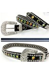 JIARY Ceinture en Strass pour Hommes Et Femmes,Ceinture en Cuir Rivet Alliage Boucle Ardillon Ceinture De Personnalité Hip-Ho