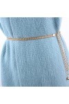 Generic Taille Haute Sangle de Chaîne en Métal Dames Sangle de Chaîne en Métal Décoration Femmes Robe Chemise Ceinture Argent