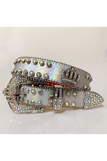 Mkjuuior Punk Sangle Diamant Ceinture Western Cristal Clouté Ceinture Cowgirl Cowboy Diamant Ceinture pour Femmes Hommes Vête