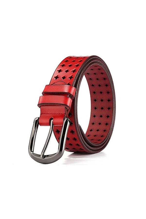 NOOFIE SJ-Mans Belt Ceintures en Cuir Creux Confortables pour Femmes, Ceintures en Cuir Souple pour Femmes avec Boucle Ardil