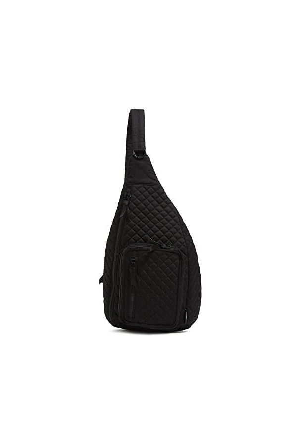 Vera Bradley Sac à dos à bandoulière en coton pour femme, Noir - Coton recyclé, Taille unique