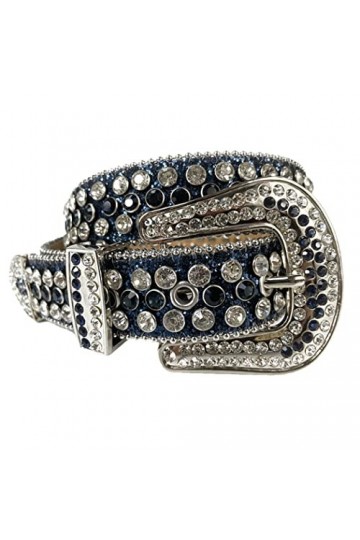 Ceinture de cowboy de luxe avec strass pour femme et homme, noir foncé, 38-40W