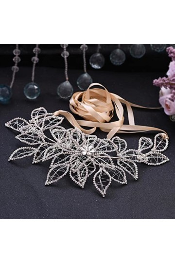 Ceinture de mariage Fleurs pour robes Ceinture de mariée avec strass Accessoires de mariée en cristal dargent Ceintures pour
