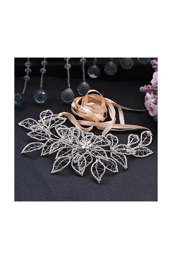 Ceinture de mariage Fleurs pour robes Ceinture de mariée avec strass Accessoires de mariée en cristal dargent Ceintures pour