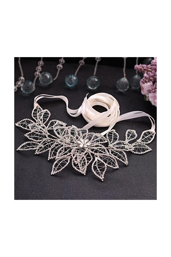 Ceinture de mariage Fleurs pour robes Ceinture de mariée avec strass Accessoires de mariée en cristal dargent Ceintures pour