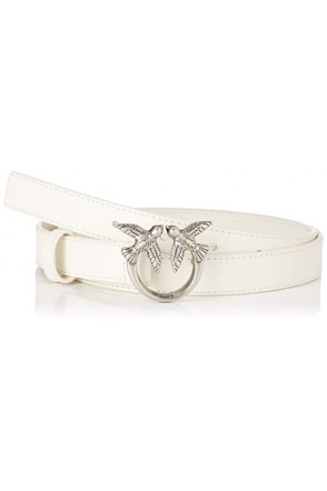 Pinko Love Berry H2 Belt Veau Set Ceinture, Z14o_Blanc Soie-Old Silver, S Femme