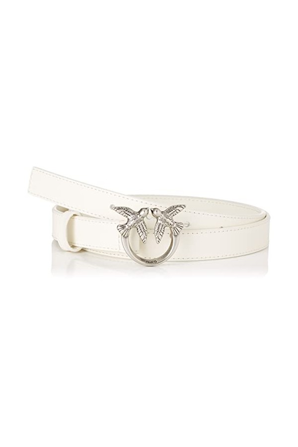Pinko Love Berry H2 Belt Veau Set Ceinture, Z14o_Blanc Soie-Old Silver, S Femme
