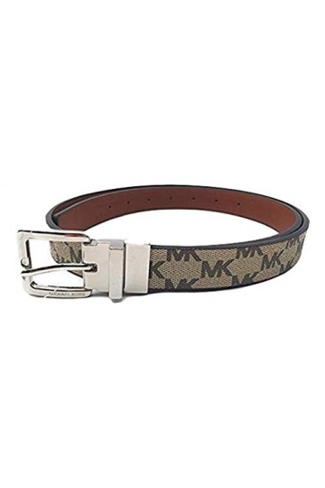 Michael Kors Womens 30mm Brown To Black Reversible MK Logo Monogram Synthetic Leather Belt Light Brown/Brown, Medium 