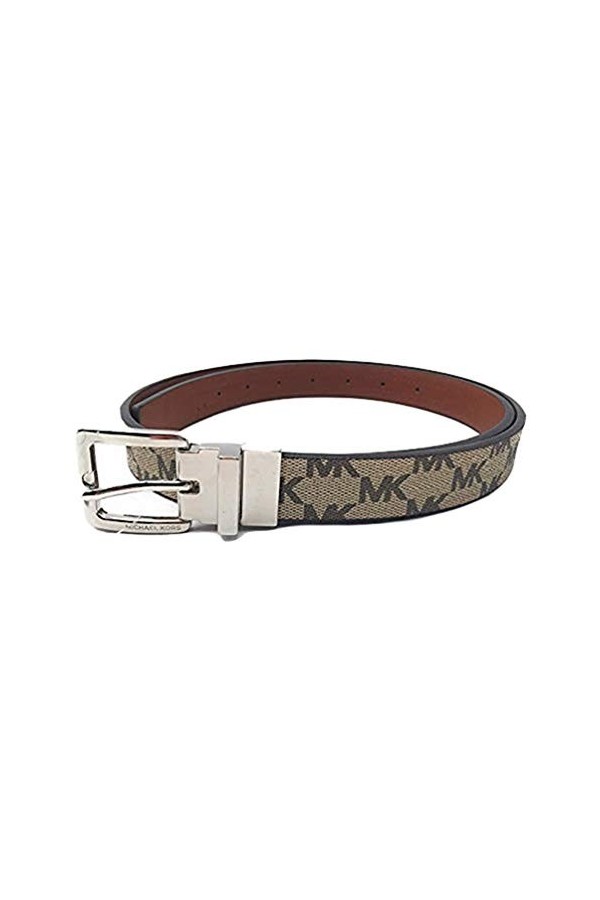 Michael Kors Womens 30mm Brown To Black Reversible MK Logo Monogram Synthetic Leather Belt Light Brown/Brown, Medium 