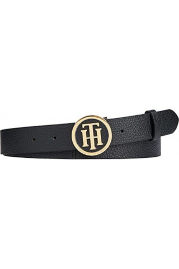 Tommy Hilfiger Curve TH Round Buckle Belt 3.0 Ceinture, Black, 125 Femme
