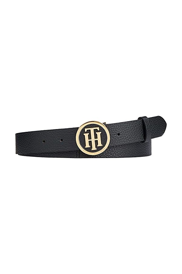 Tommy Hilfiger Curve TH Round Buckle Belt 3.0 Ceinture, Black, 125 Femme