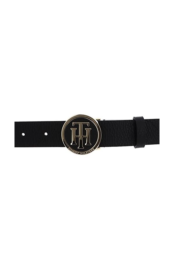 Tommy Hilfiger Curve TH Round Buckle Belt 3.0 Ceinture, Black, 125 Femme