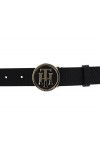 Tommy Hilfiger Curve TH Round Buckle Belt 3.0 Ceinture, Black, 125 Femme