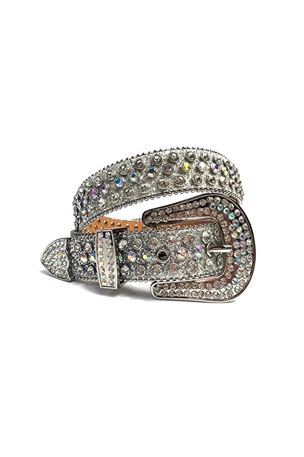 KUOKUO Qqiao Nouvelle ceinture de luxe à strass pour femmes hommes ceintures cloutées diamant occidental Cinto De Strass Cowg
