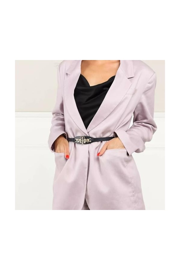 Tommy Hilfiger - Ceinture fine - Femme, Argenté/marron., Einheitsgröße 85