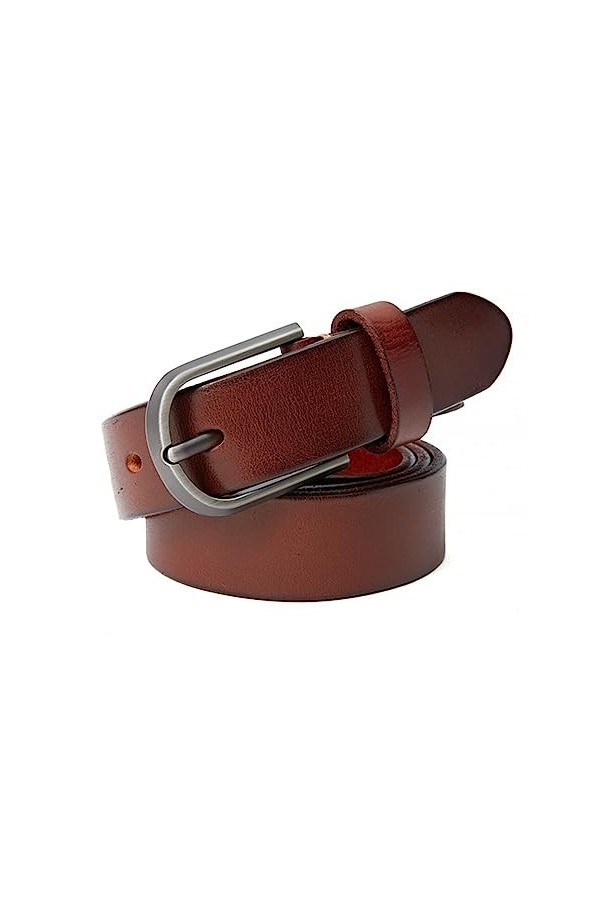 Ceinture en Cuir véritable for Femmes Fermoir Boucle Ceinture for Femmes Mode Jeans Ceinture Size : 38inch/95CM, Color : Red