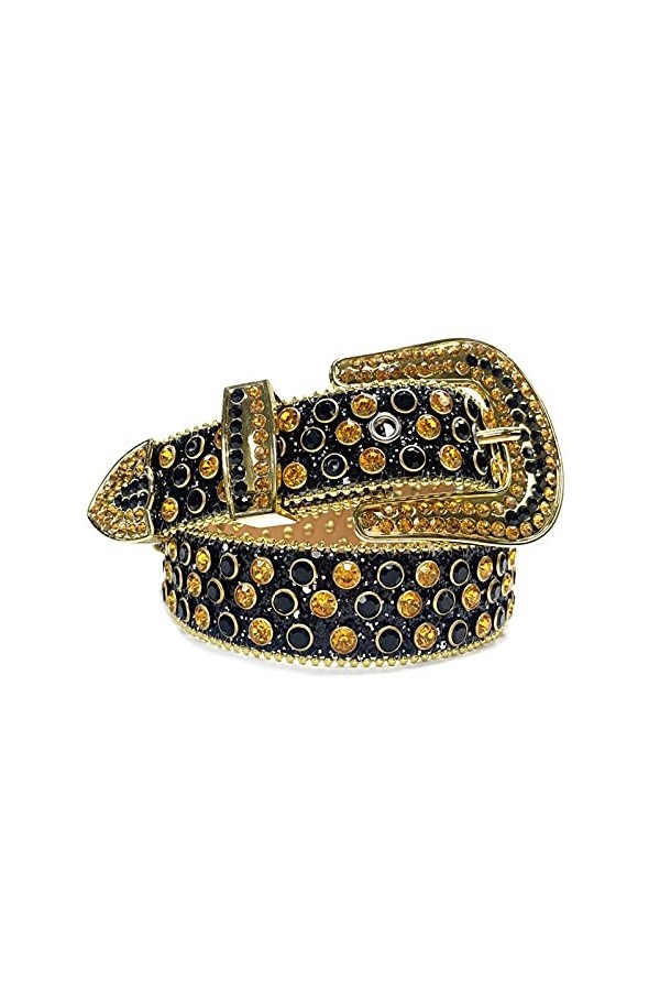 Qqiao Store Bande de Luxe de Haute qualité Hommes Femmes Strass Ceinture Western Cowgirl Cowboy Bling Bling Crystal Boucle Bo
