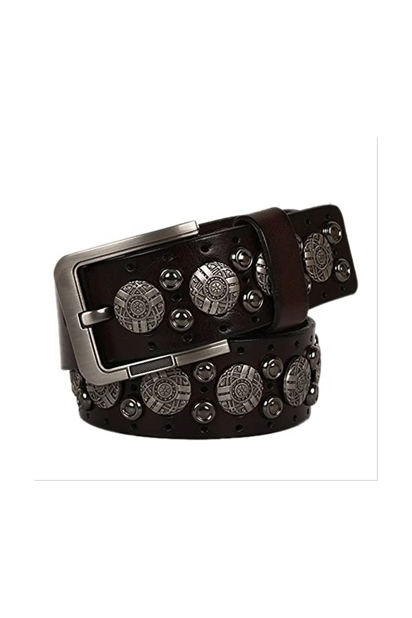 XRHYJK Femmes Robe Ceintures Métal Rivet Cowboy Ceinture en Cuir Véritable Peau De Vache Hommes Ceinture Punk Rivet Jeans Cei