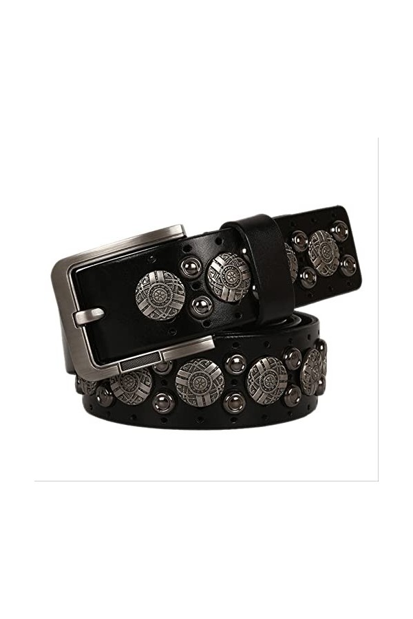 XRHYJK Femmes Robe Ceintures Métal Rivet Cowboy Ceinture en Cuir Véritable Peau De Vache Hommes Ceinture Punk Rivet Jeans Cei