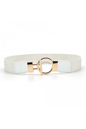 Ceintures habillées pour Femmes Boucle Ronde Ceintures élastiques pour Femmes Robe à la Mode Ceinture en Cuir PU Noir Manteau