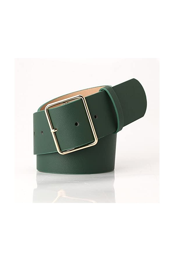 Ceintures habillées pour Femmes en Cuir PU pour Femmes Ceinture pour Jeans Boucle dorée Large Ceinture pour Femme Sangle de C