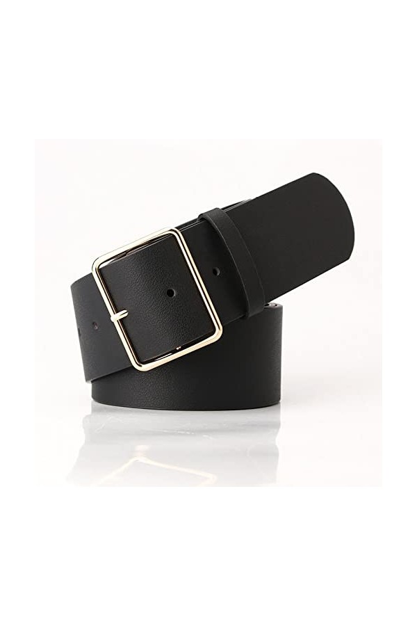 Ceintures habillées pour Femmes en Cuir PU pour Femmes Ceinture pour Jeans Boucle dorée Large Ceinture pour Femme Sangle de C