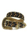 KUOKUO Qqiao Ceinture pour femme avec strass dorés brillants pour cowboy western clouté diamant ceintures hommes longueur de